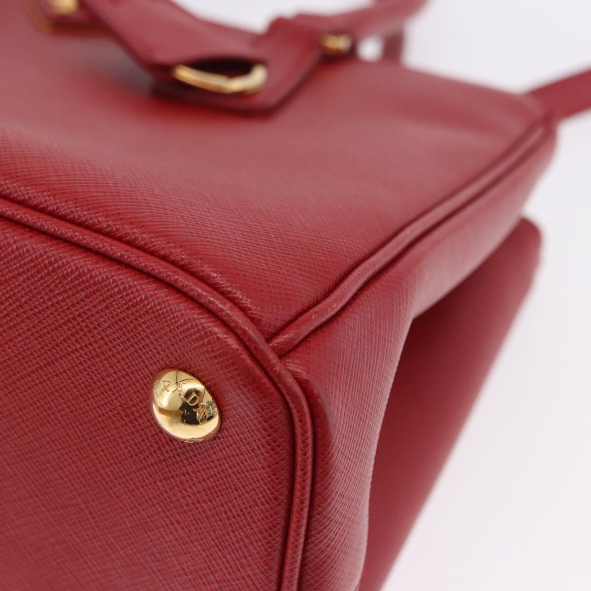 PRADA Galleria Hand Bag Saffiano leather 2way Red Gold Auth 199932V