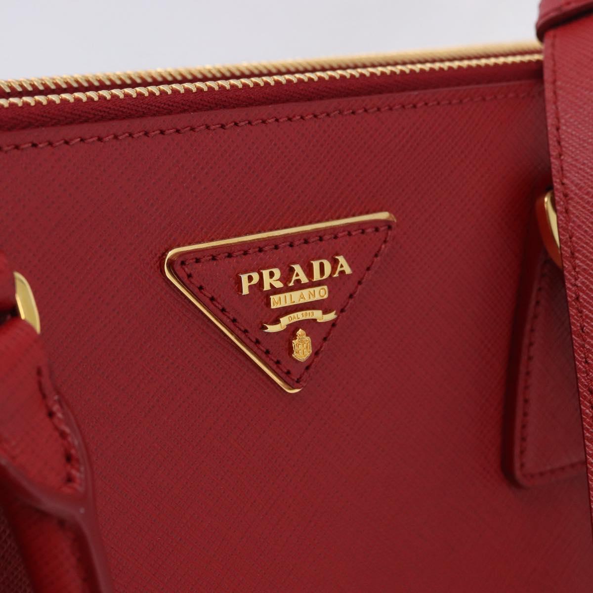 PRADA Galleria Hand Bag Saffiano leather 2way Red Gold Auth 199932V