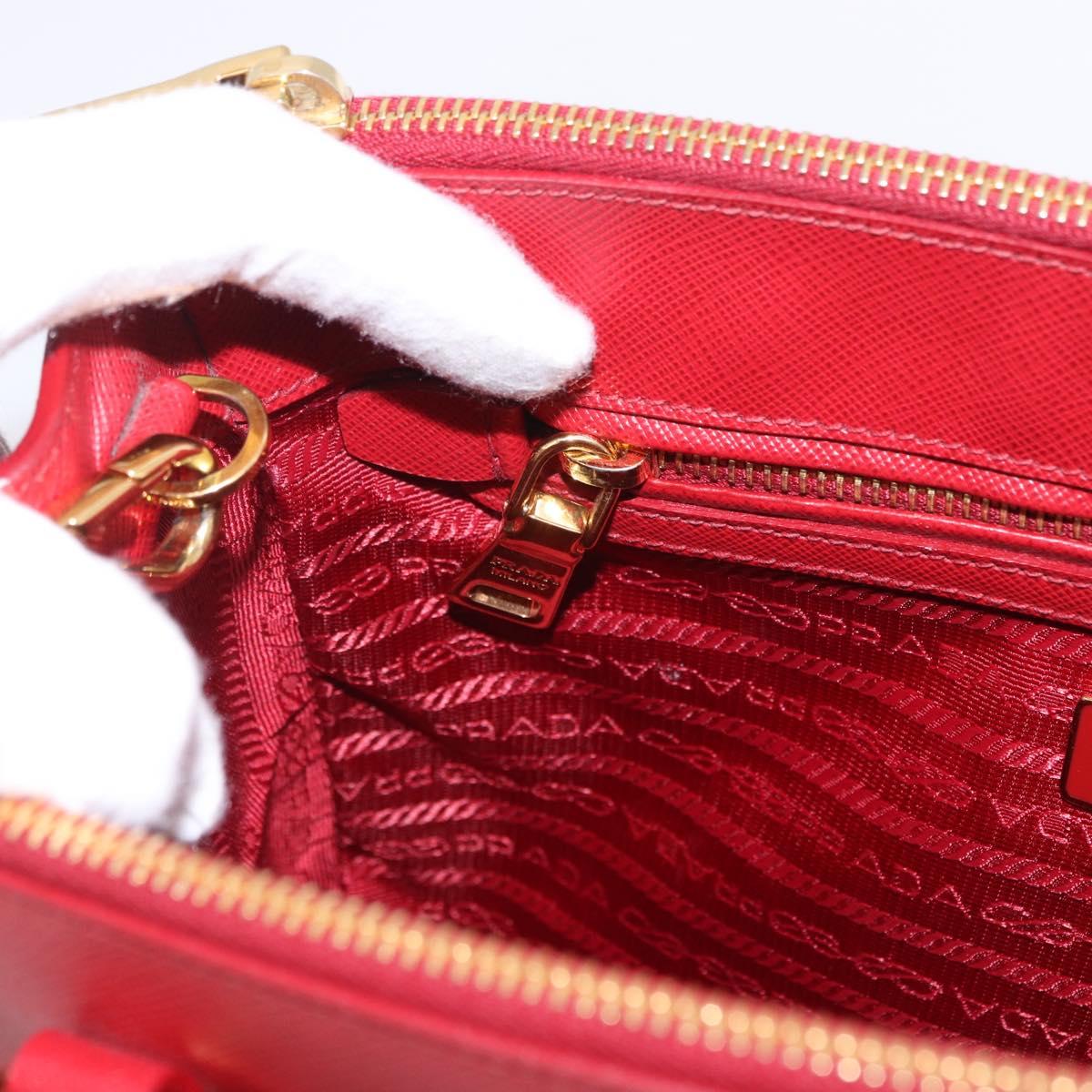 PRADA Galleria Hand Bag Saffiano leather 2way Red Gold Auth 199932V