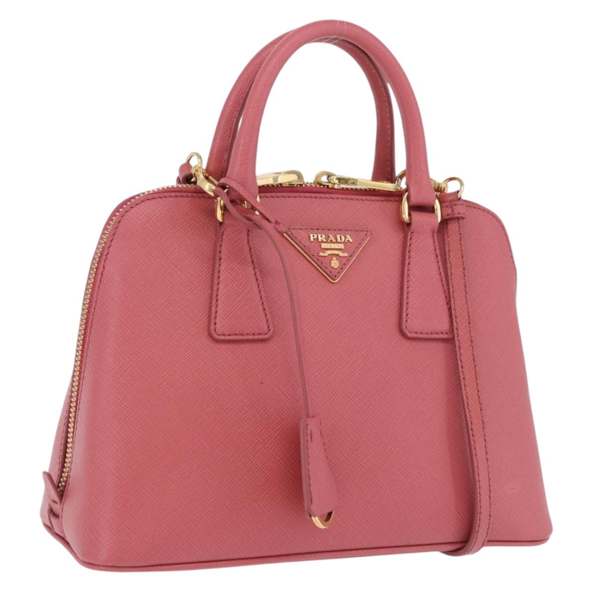 PRADA Galleria Hand Bag Saffiano 2way Pink Gold Auth 199933V