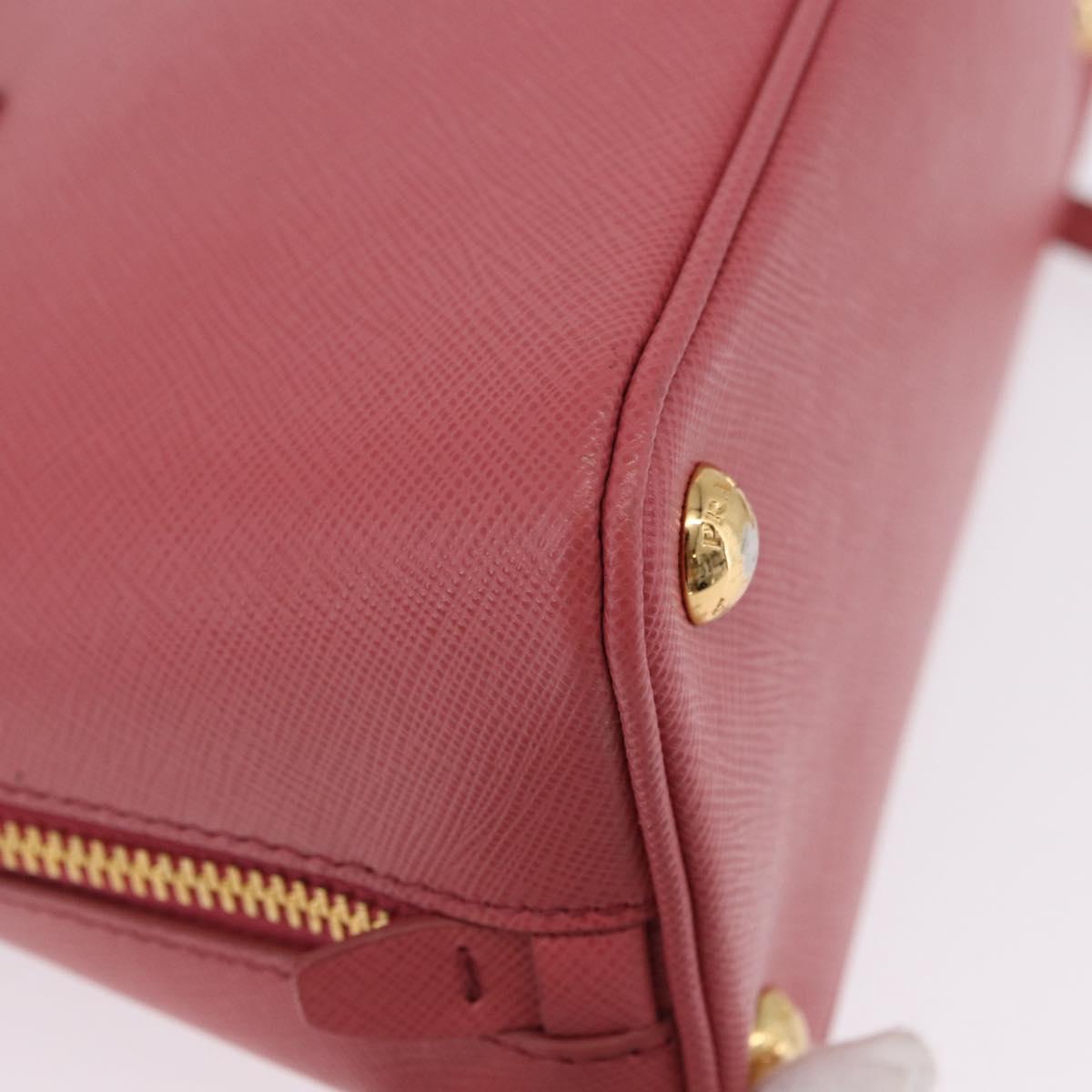 PRADA Galleria Hand Bag Saffiano 2way Pink Gold Auth 199933V