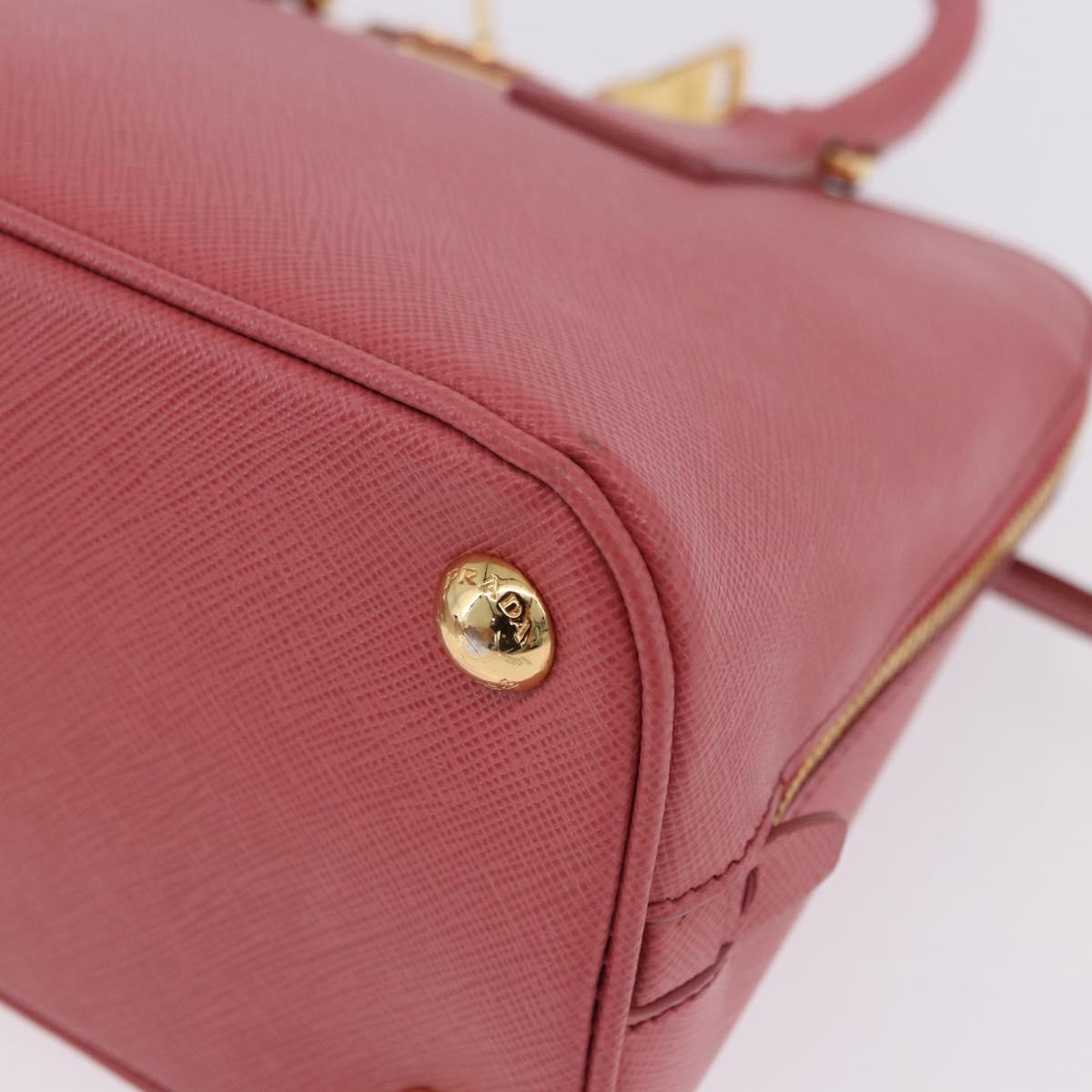 PRADA Galleria Hand Bag Saffiano 2way Pink Gold Auth 199933V