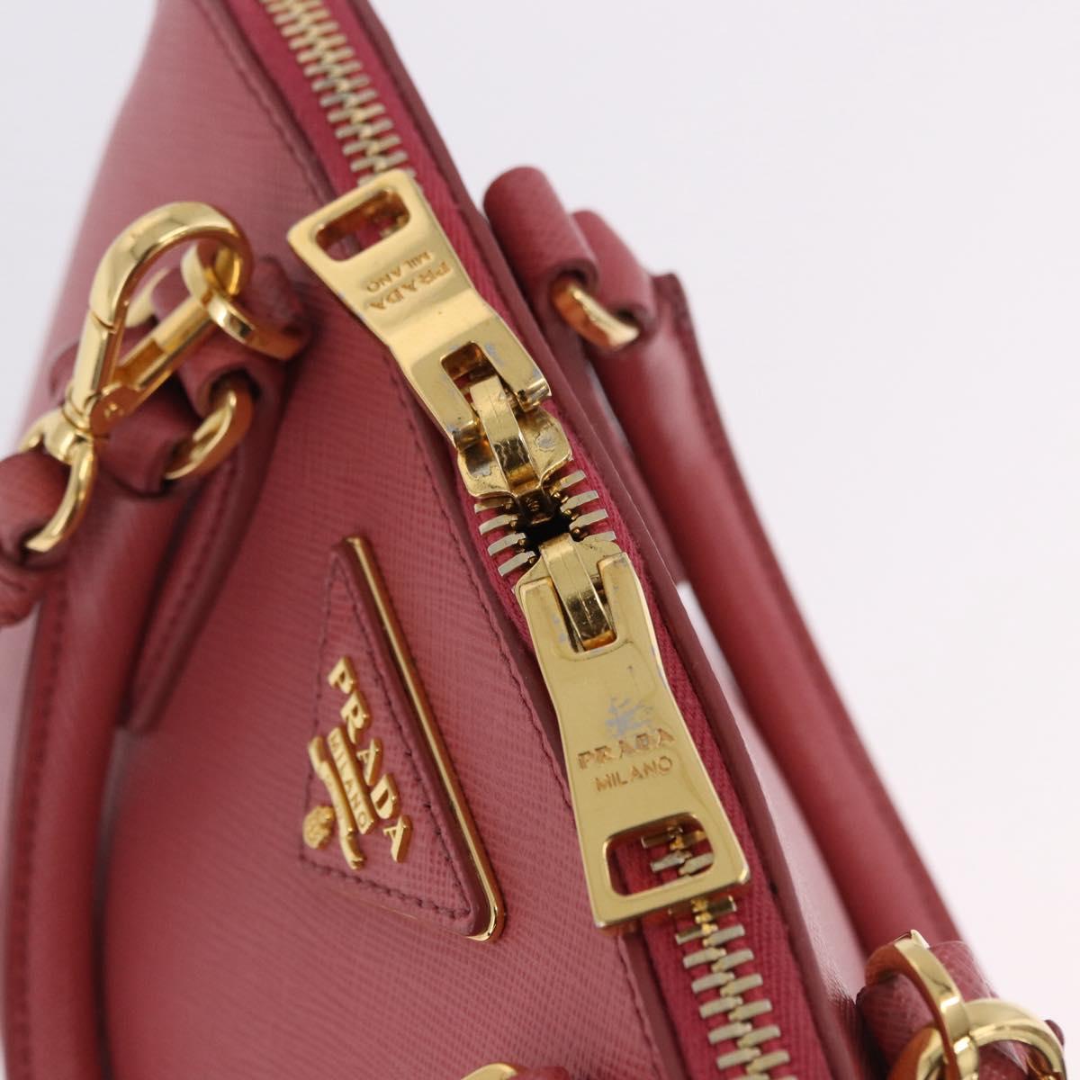 PRADA Galleria Hand Bag Saffiano 2way Pink Gold Auth 199933V