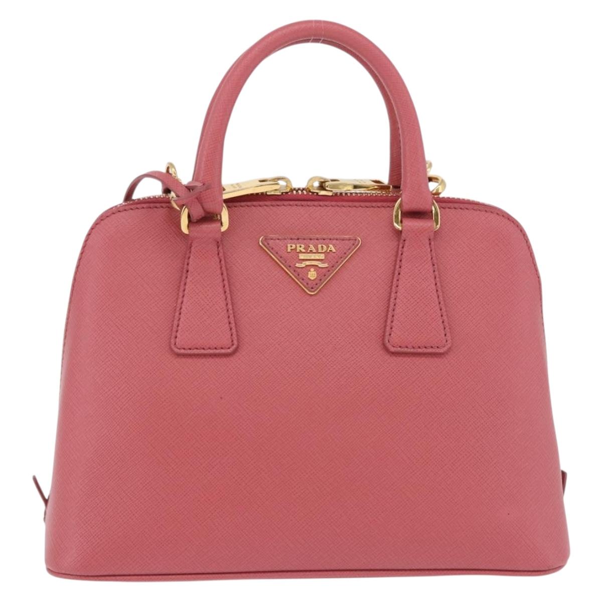 PRADA Galleria Hand Bag Saffiano 2way Pink Gold Auth 199933V