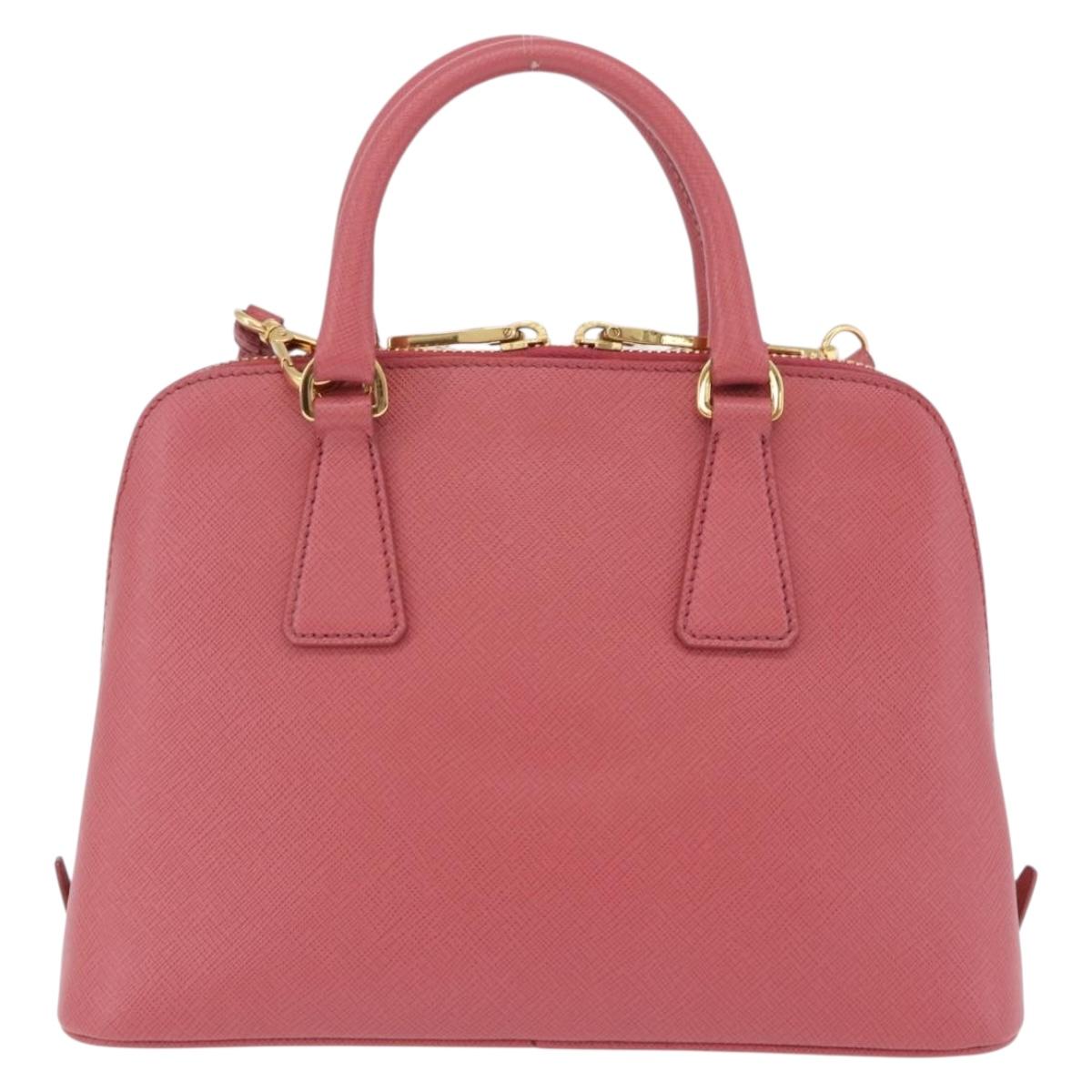 PRADA Galleria Hand Bag Saffiano 2way Pink Gold Auth 199933V