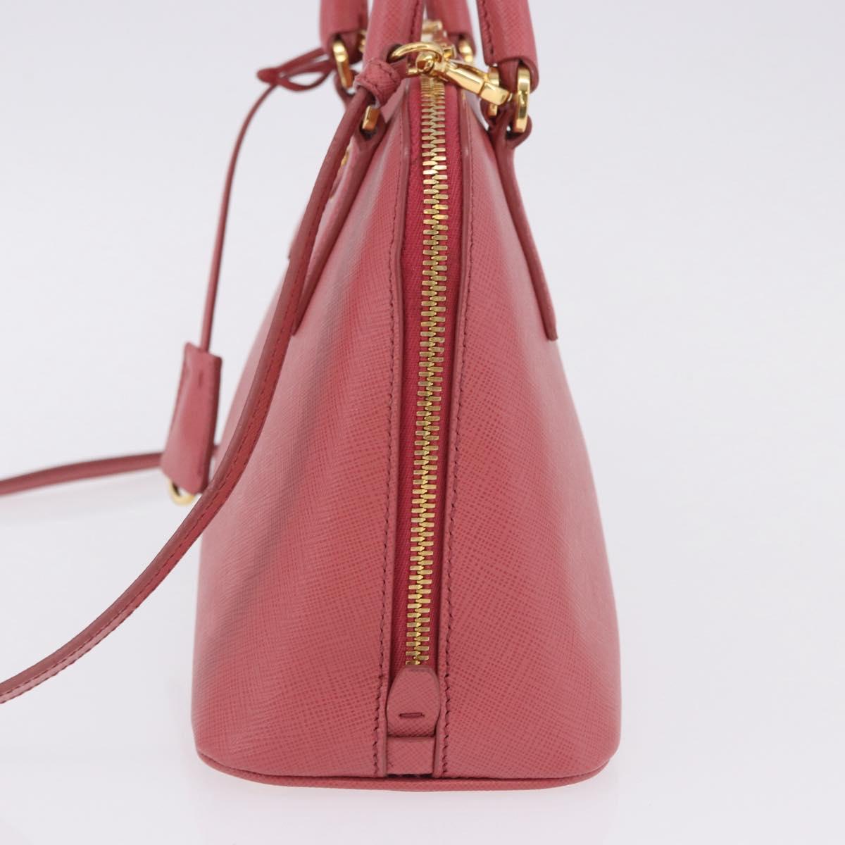 PRADA Galleria Hand Bag Saffiano 2way Pink Gold Auth 199933V