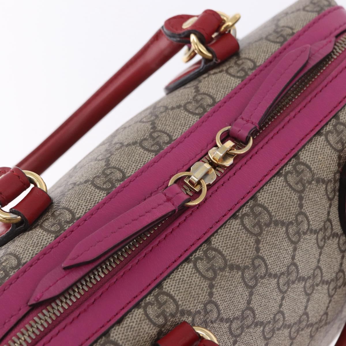 GUCCI GG Supreme Hand Bag PVC 2way Beige Gold 409529 Auth 199935A