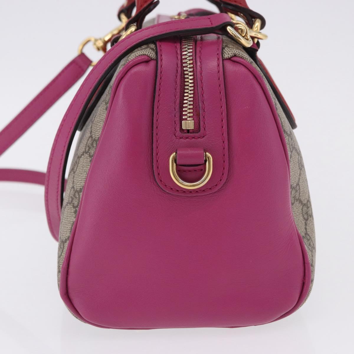 GUCCI GG Supreme Hand Bag PVC 2way Beige Gold 409529 Auth 199935A
