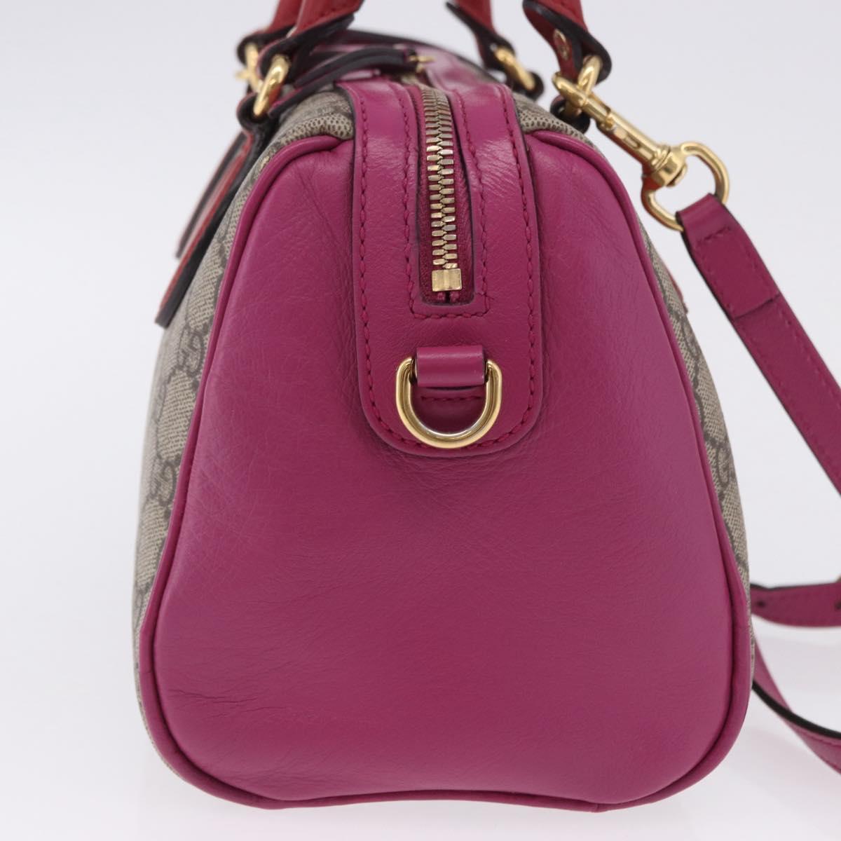 GUCCI GG Supreme Hand Bag PVC 2way Beige Gold 409529 Auth 199935A
