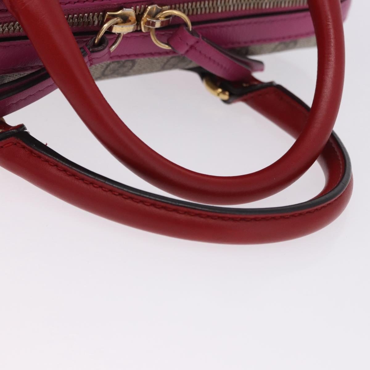 GUCCI GG Supreme Hand Bag PVC 2way Beige Gold 409529 Auth 199935A