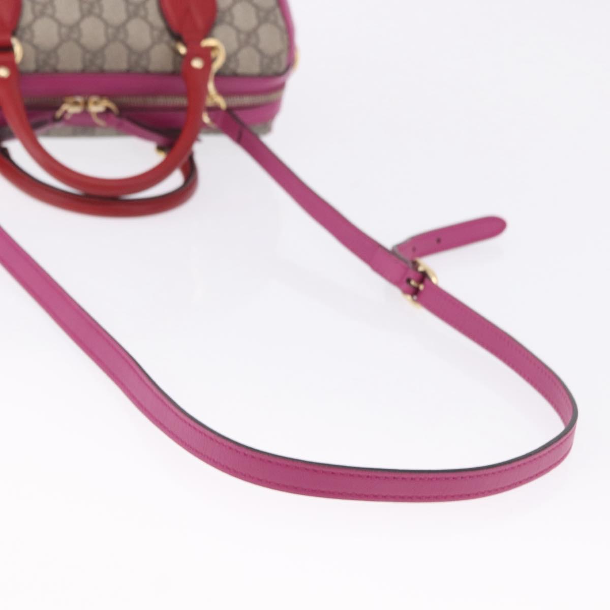GUCCI GG Supreme Hand Bag PVC 2way Beige Gold 409529 Auth 199935A