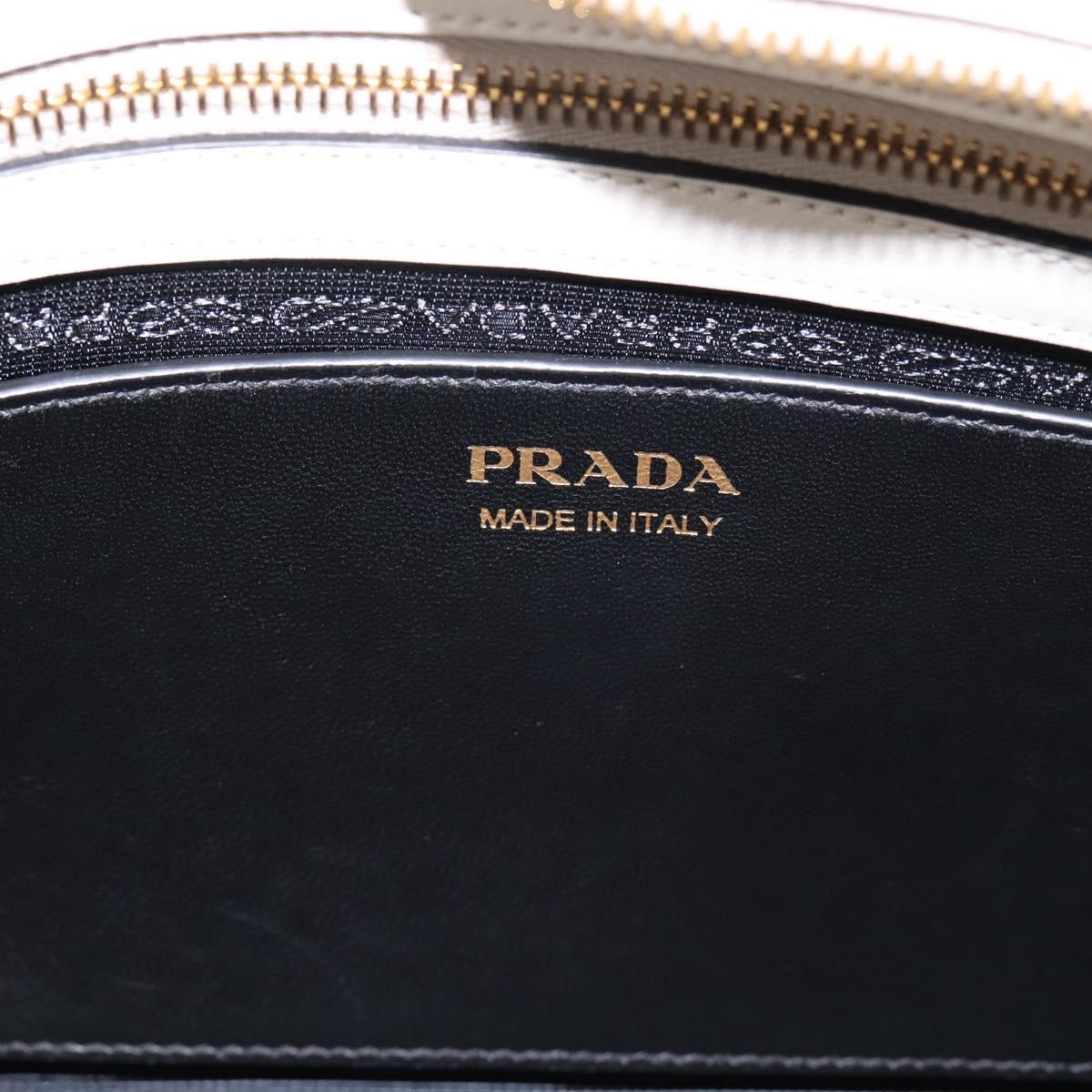 PRADA Galleria Esplanade Hand Bag Saffiano 2way White Gold Auth 199939M