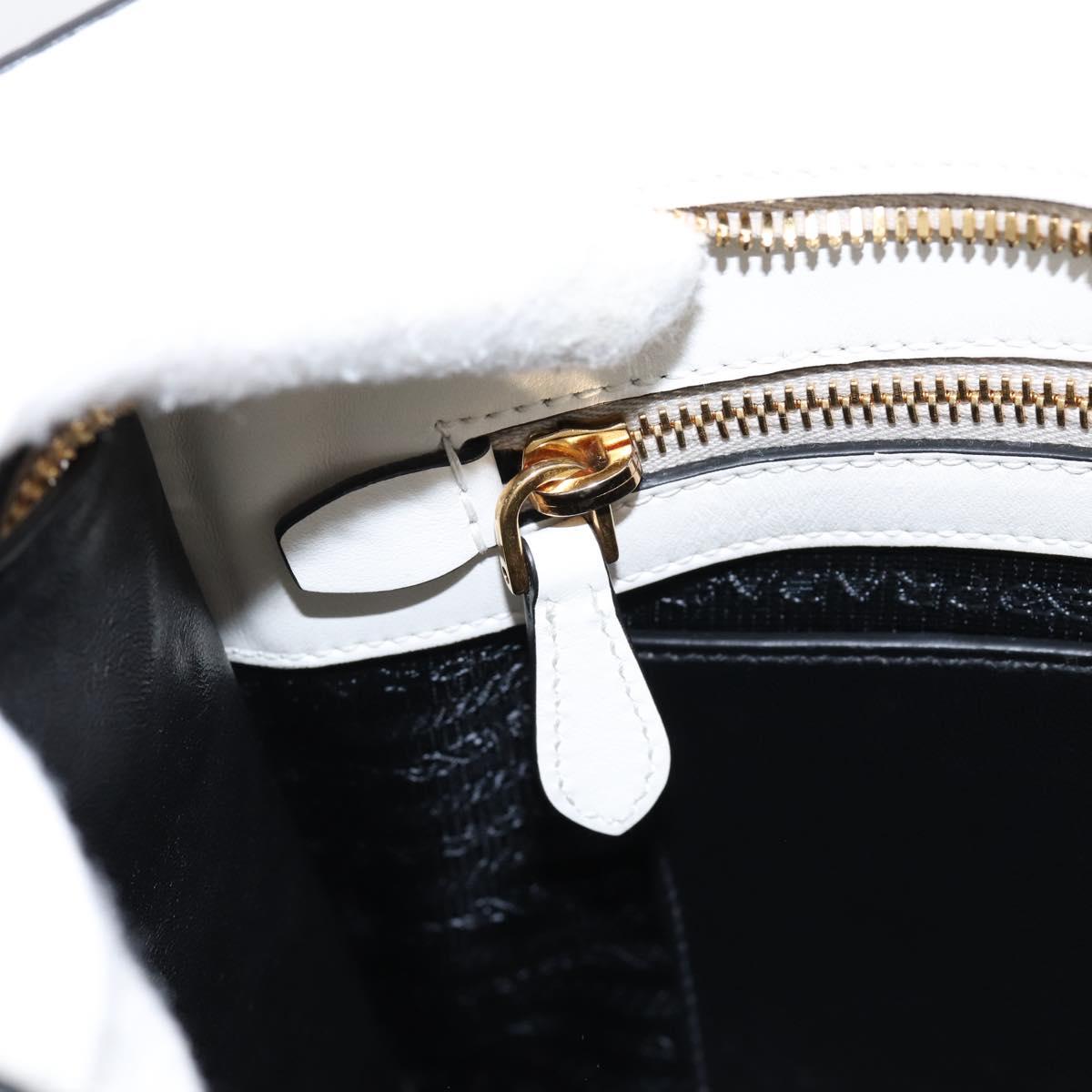 PRADA Galleria Esplanade Hand Bag Saffiano 2way White Gold Auth 199939M