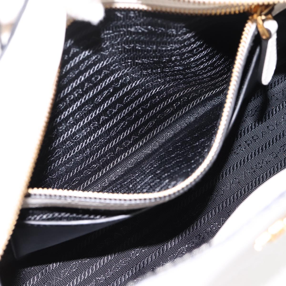 PRADA Galleria Esplanade Hand Bag Saffiano 2way White Gold Auth 199939M