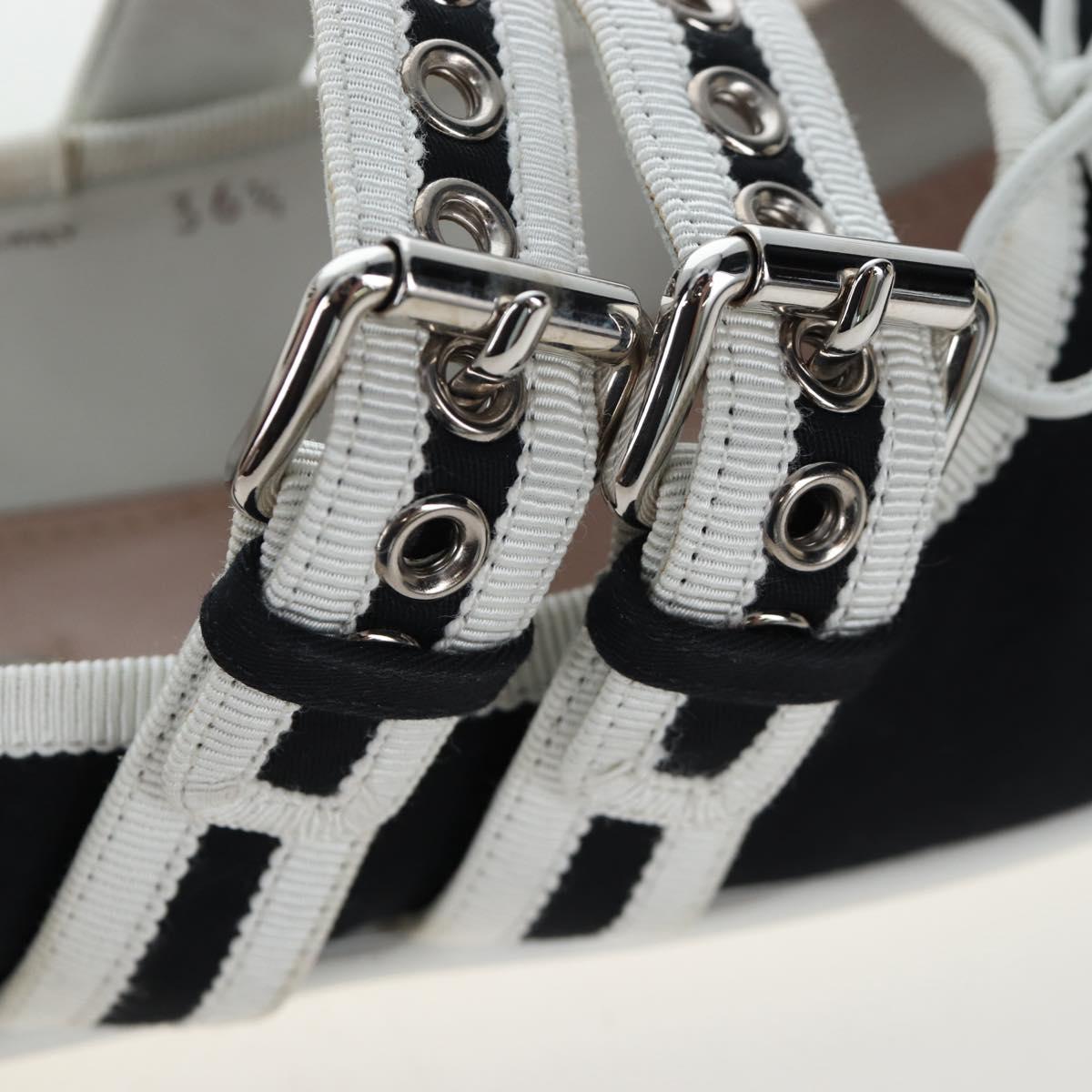 Miu Miu Ballet Shoes Canvas 36.5 Black White Auth 199940M