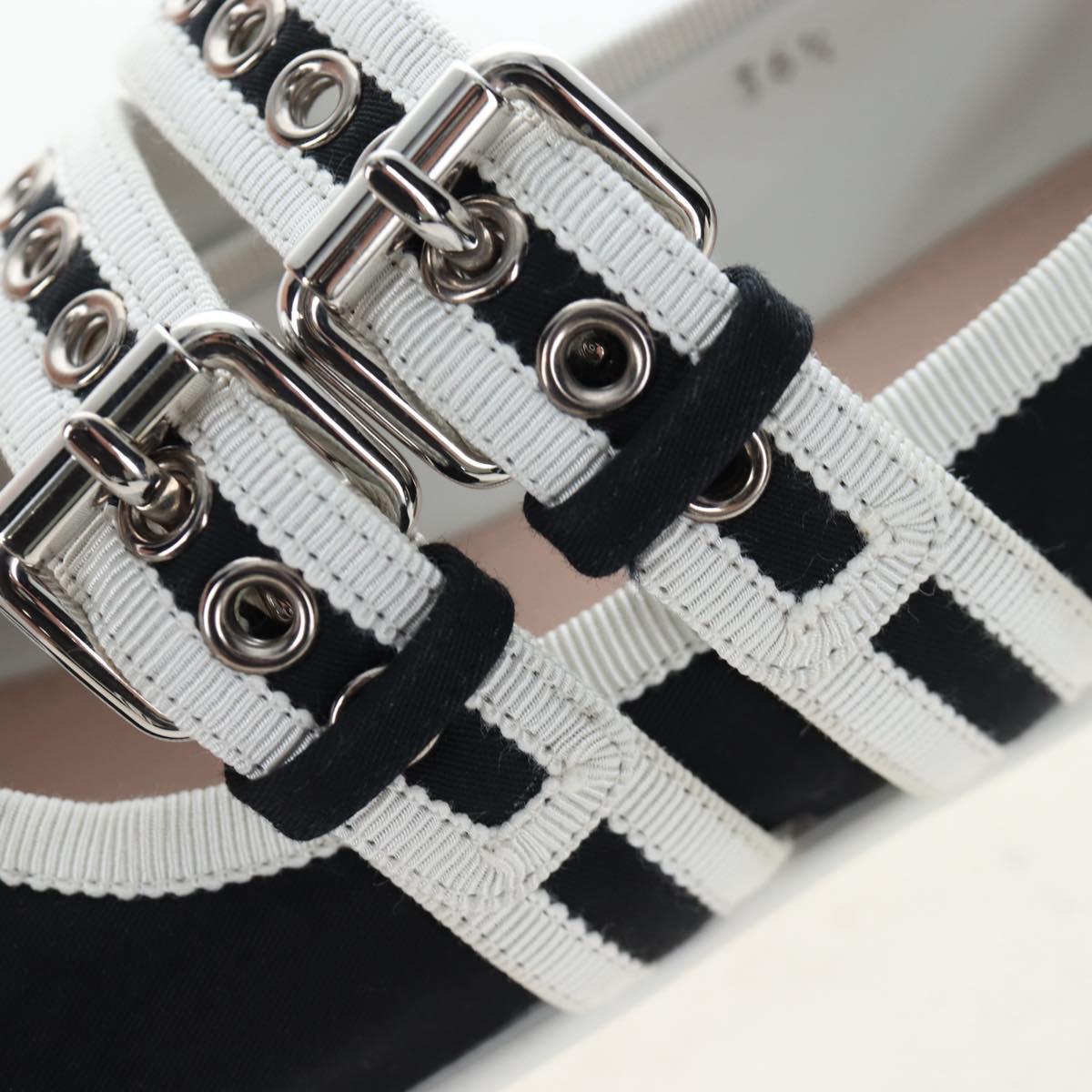 Miu Miu Ballet Shoes Canvas 36.5 Black White Auth 199940M