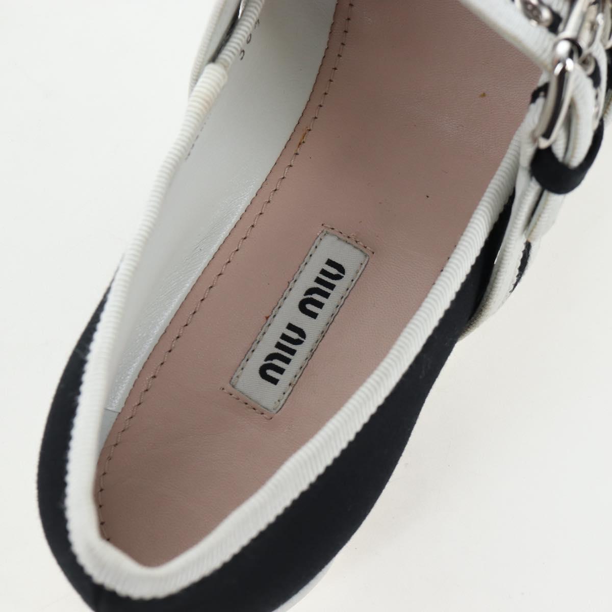 Miu Miu Ballet Shoes Canvas 36.5 Black White Auth 199940M
