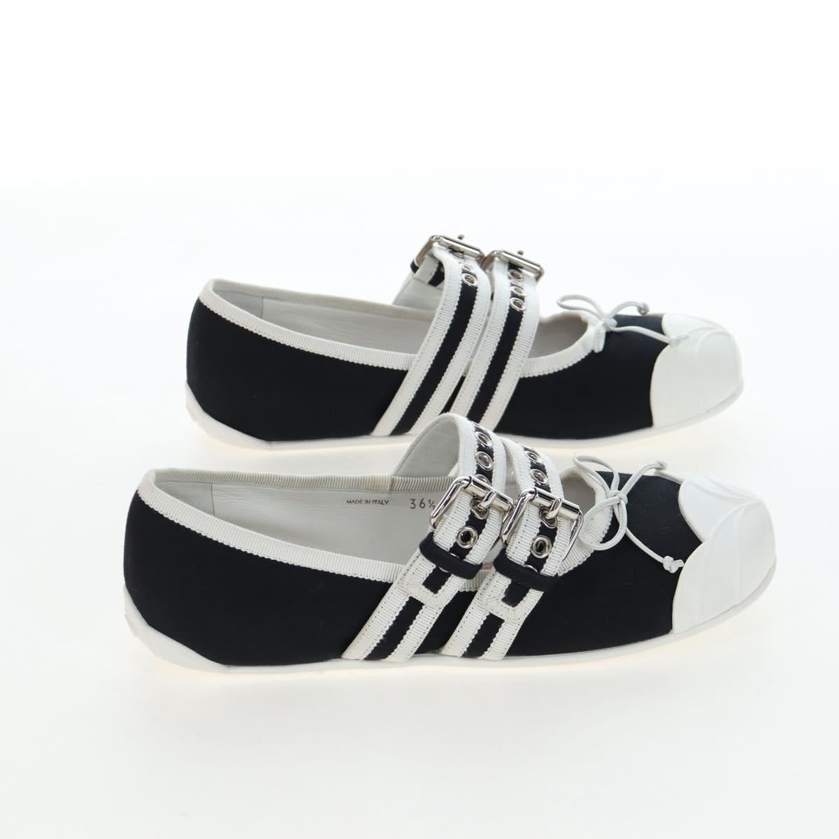 Miu Miu Ballet Shoes Canvas 36.5 Black White Auth 199940M