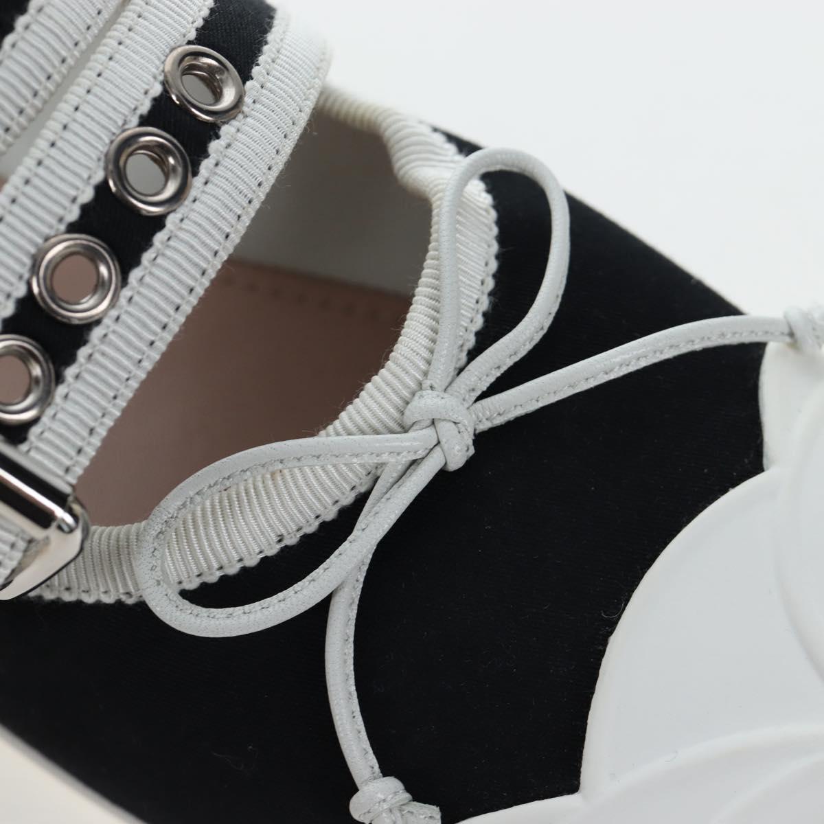 Miu Miu Ballet Shoes Canvas 36.5 Black White Auth 199940M