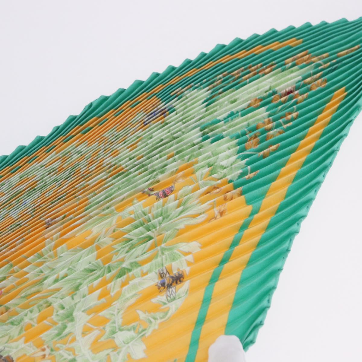 HERMES Pleated Carre 90 Scarf ""LA PRAiRiE"" Silk Green Auth 199941