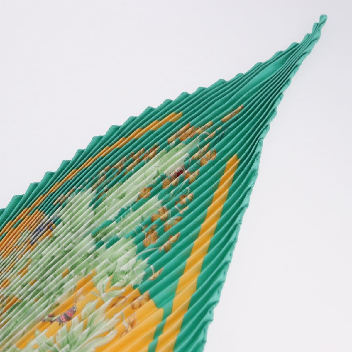 HERMES Pleated Carre 90 Scarf ""LA PRAiRiE"" Silk Green Auth 199941