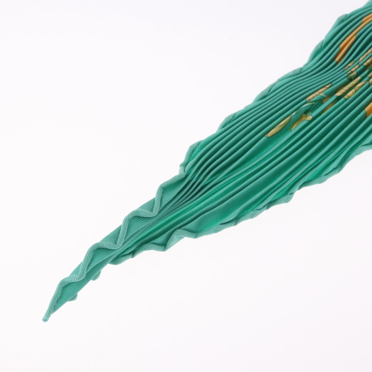 HERMES Pleated Carre 90 Scarf ""LA PRAiRiE"" Silk Green Auth 199941