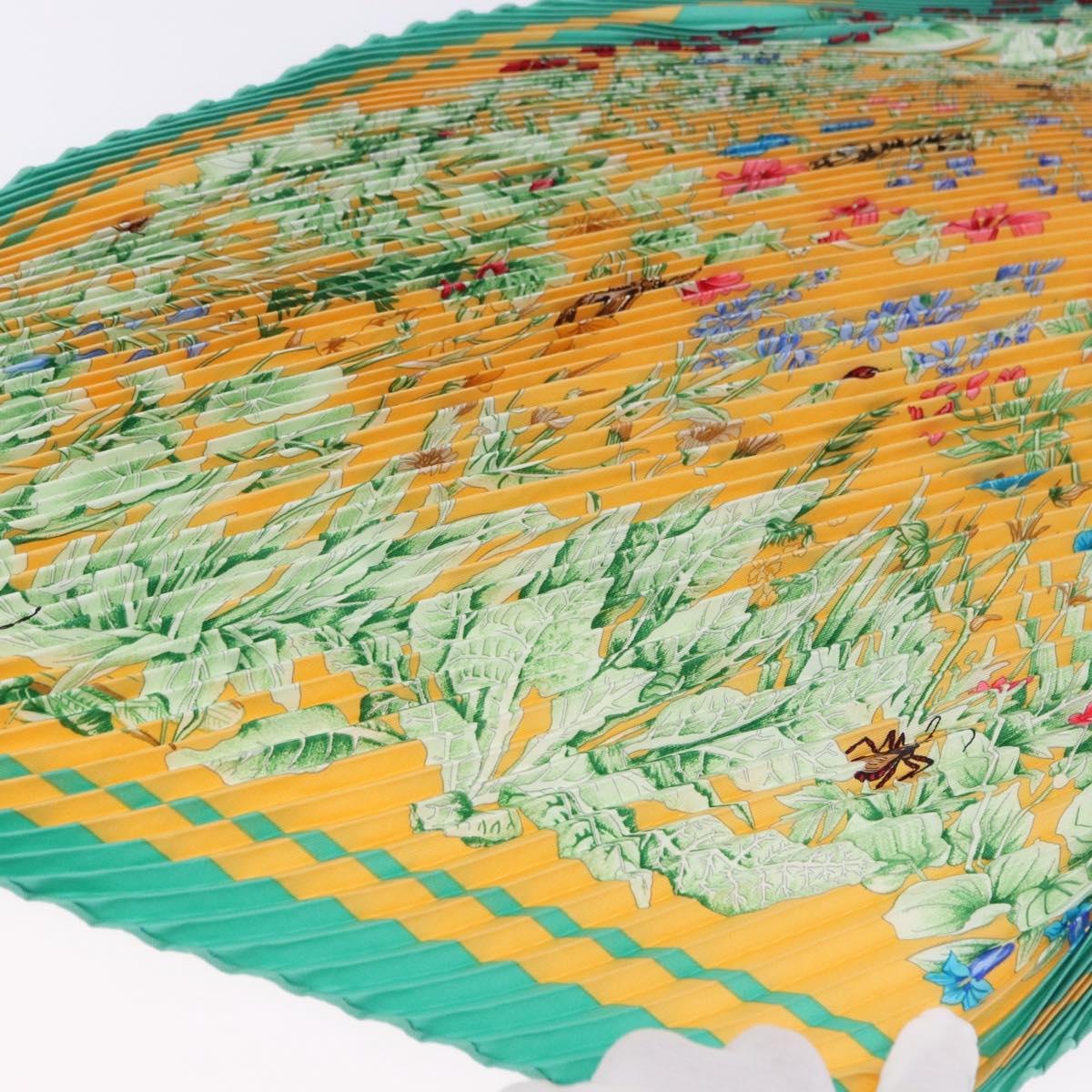 HERMES Pleated Carre 90 Scarf ""LA PRAiRiE"" Silk Green Auth 199941