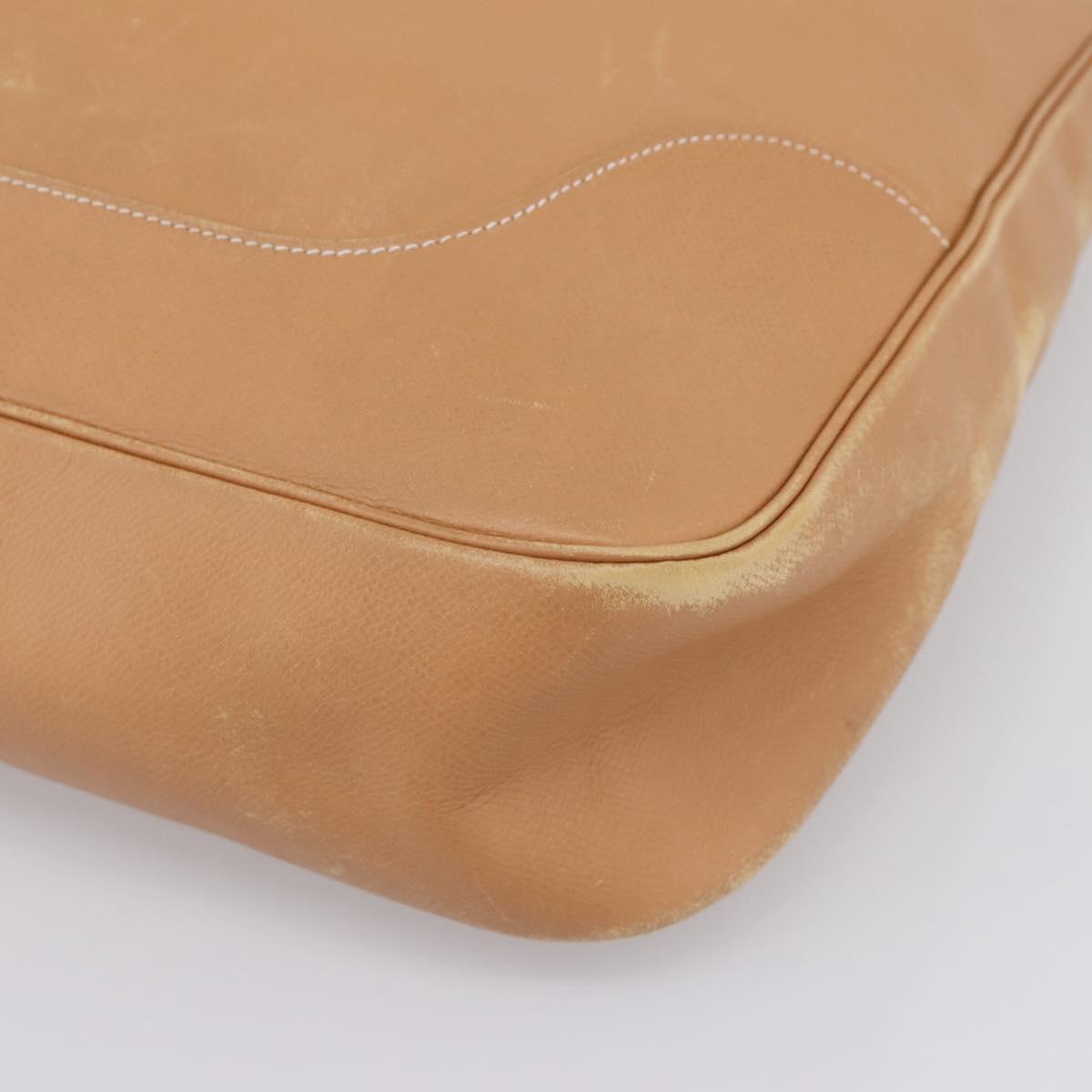 HERMES Trim 38 Shoulder Bag Leather Beige Gold Auth 199943A