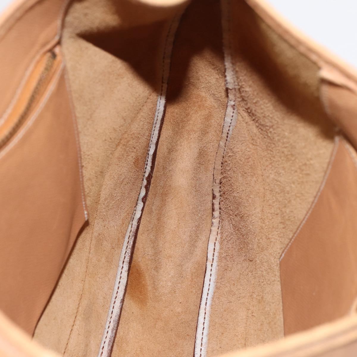 HERMES Trim 38 Shoulder Bag Leather Beige Gold Auth 199943A