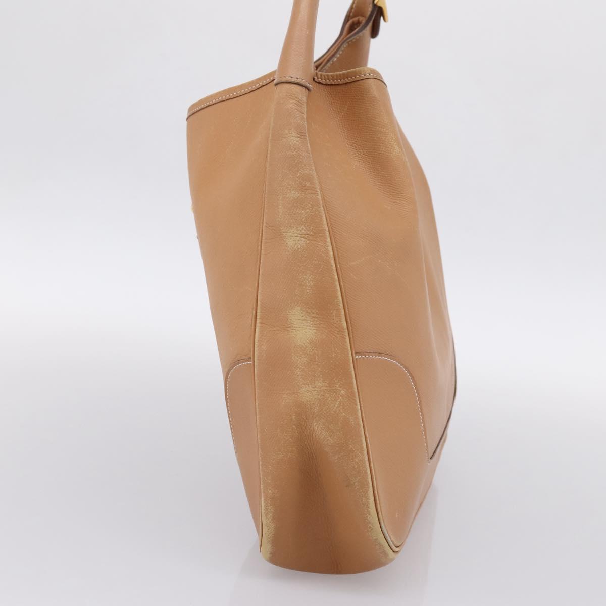 HERMES Trim 38 Shoulder Bag Leather Beige Gold Auth 199943A