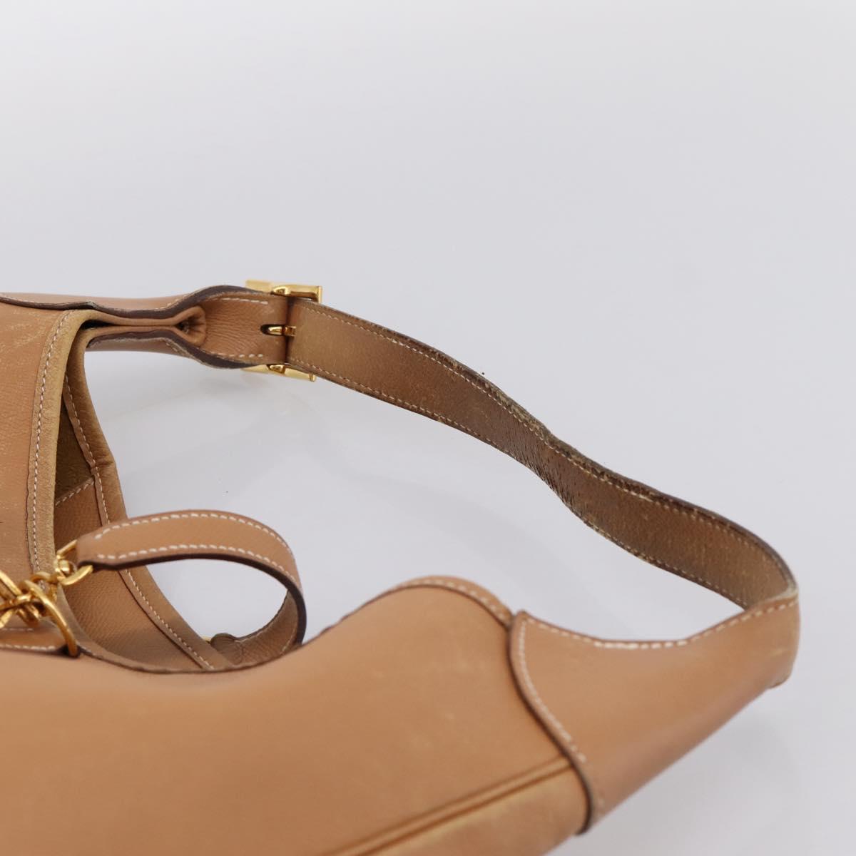 HERMES Trim 38 Shoulder Bag Leather Beige Gold Auth 199943A