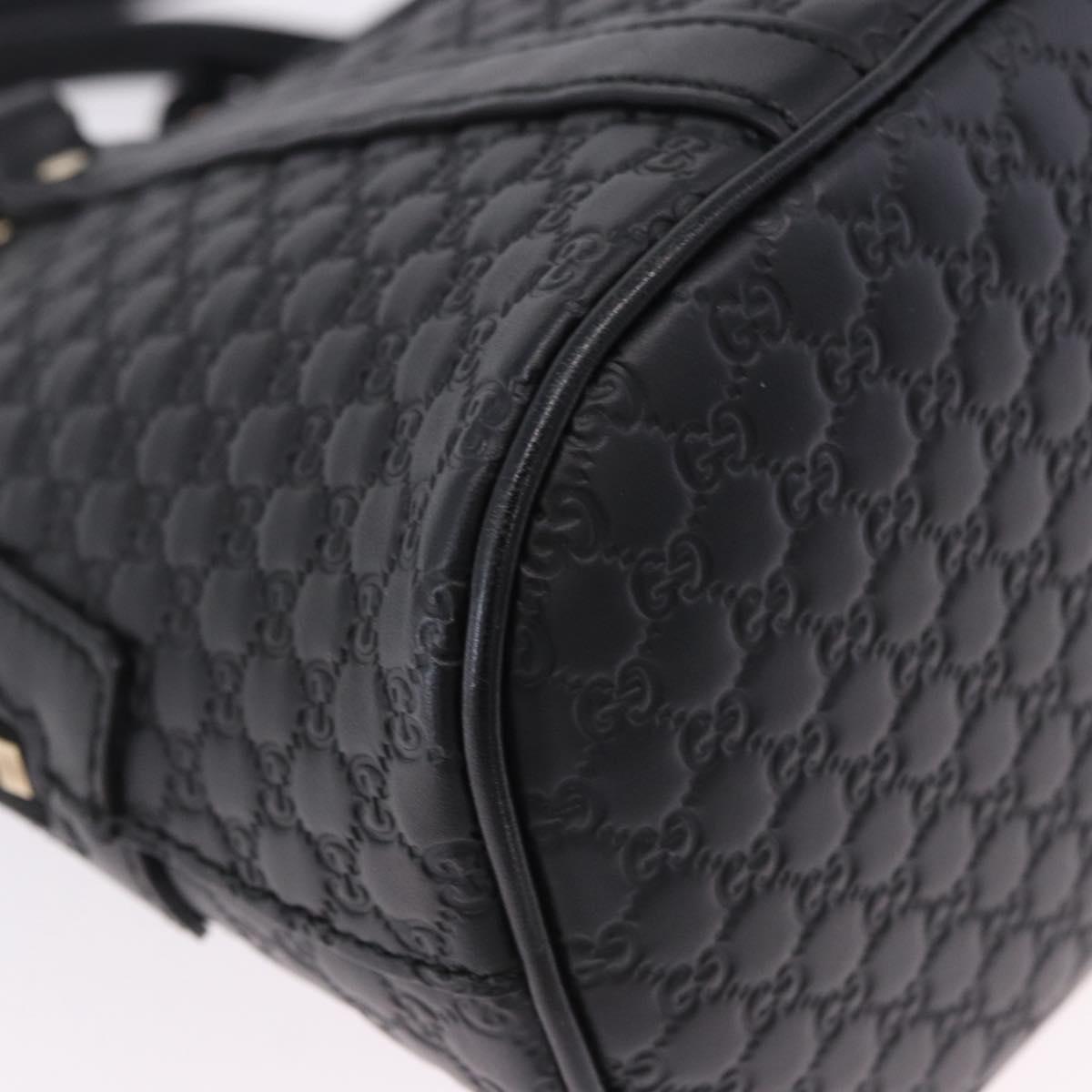 GUCCI Micro GG Canvas Guccissima Bag Leather 2way Black Gold 449654 Auth 199947V