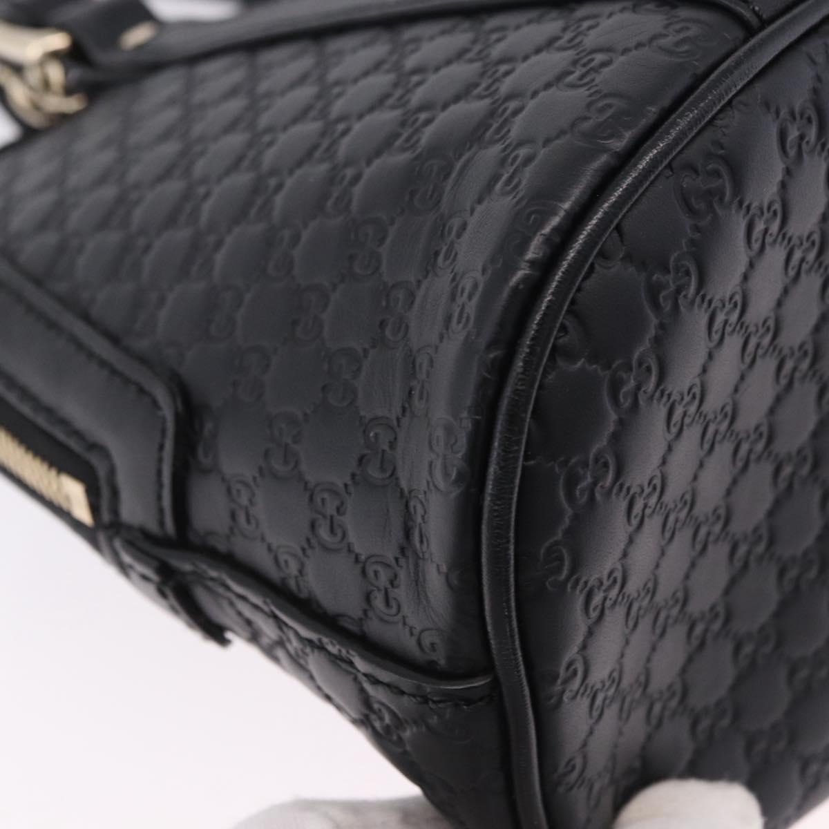 GUCCI Micro GG Canvas Guccissima Bag Leather 2way Black Gold 449654 Auth 199947V
