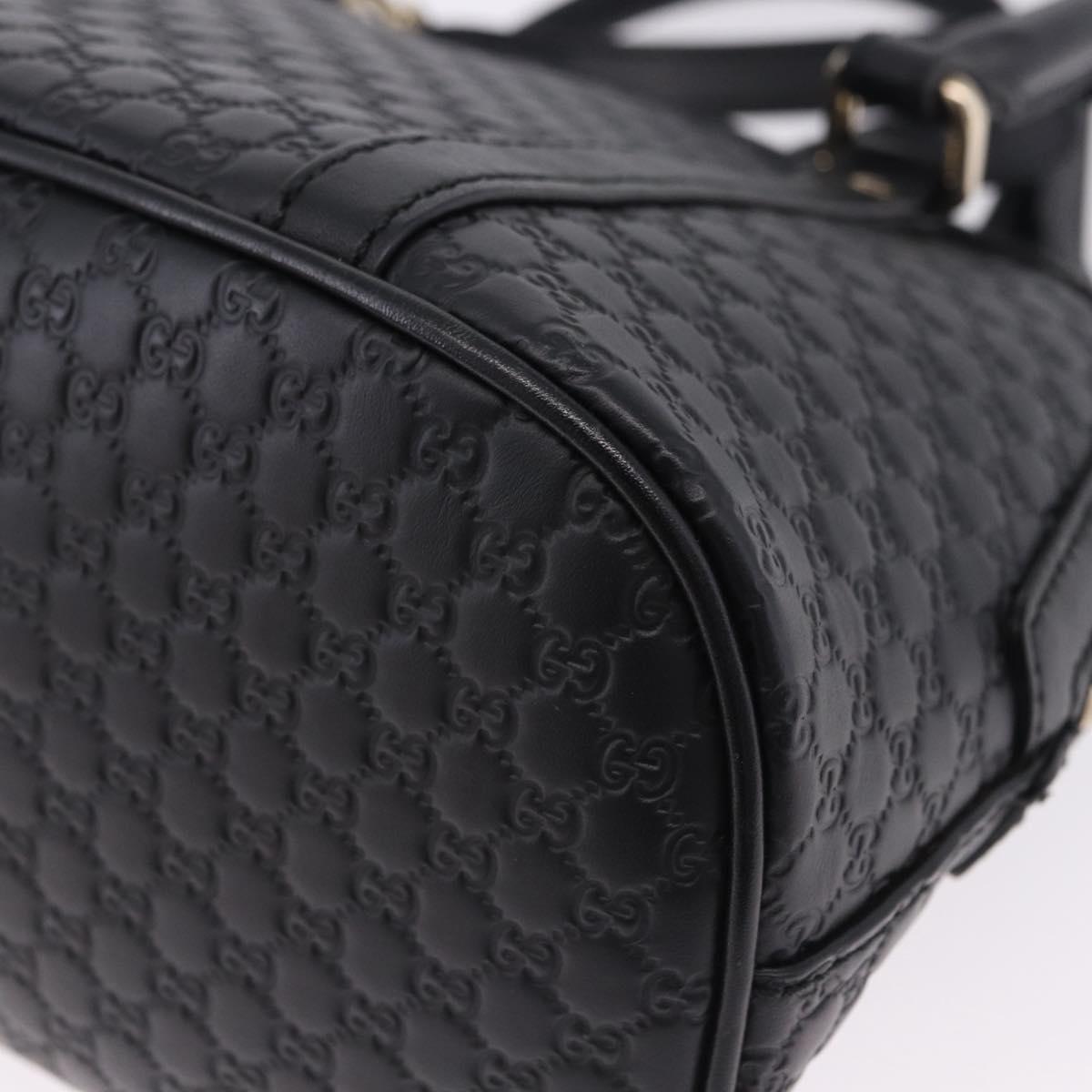 GUCCI Micro GG Canvas Guccissima Bag Leather 2way Black Gold 449654 Auth 199947V