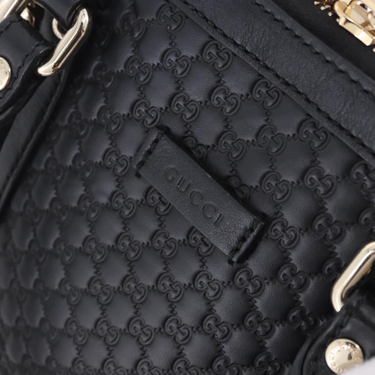 GUCCI Micro GG Canvas Guccissima Bag Leather 2way Black Gold 449654 Auth 199947V
