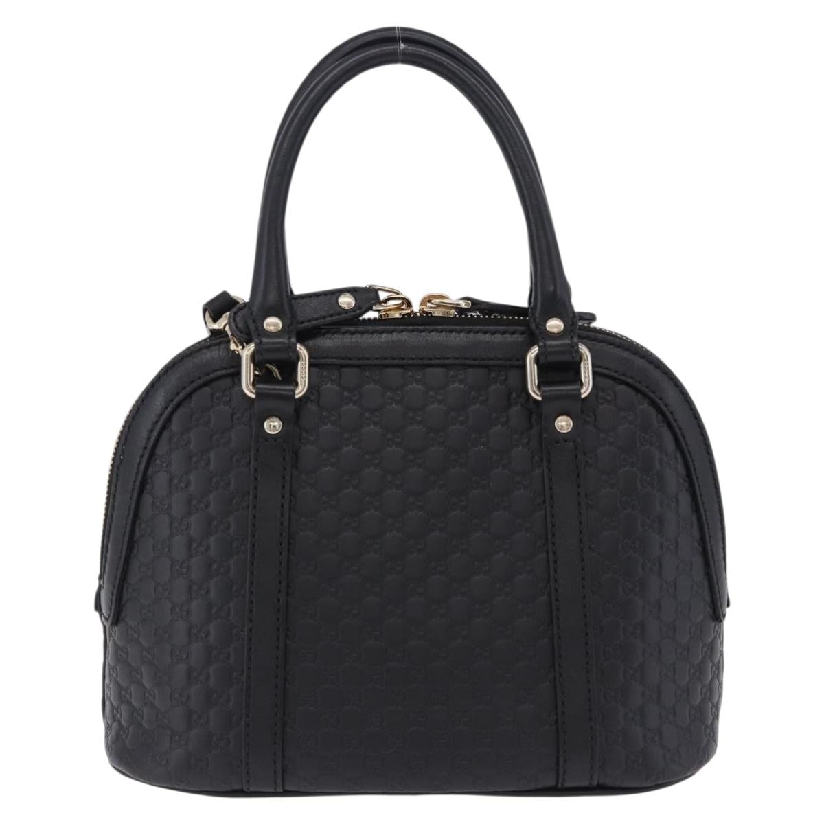 GUCCI Micro GG Canvas Guccissima Bag Leather 2way Black Gold 449654 Auth 199947V