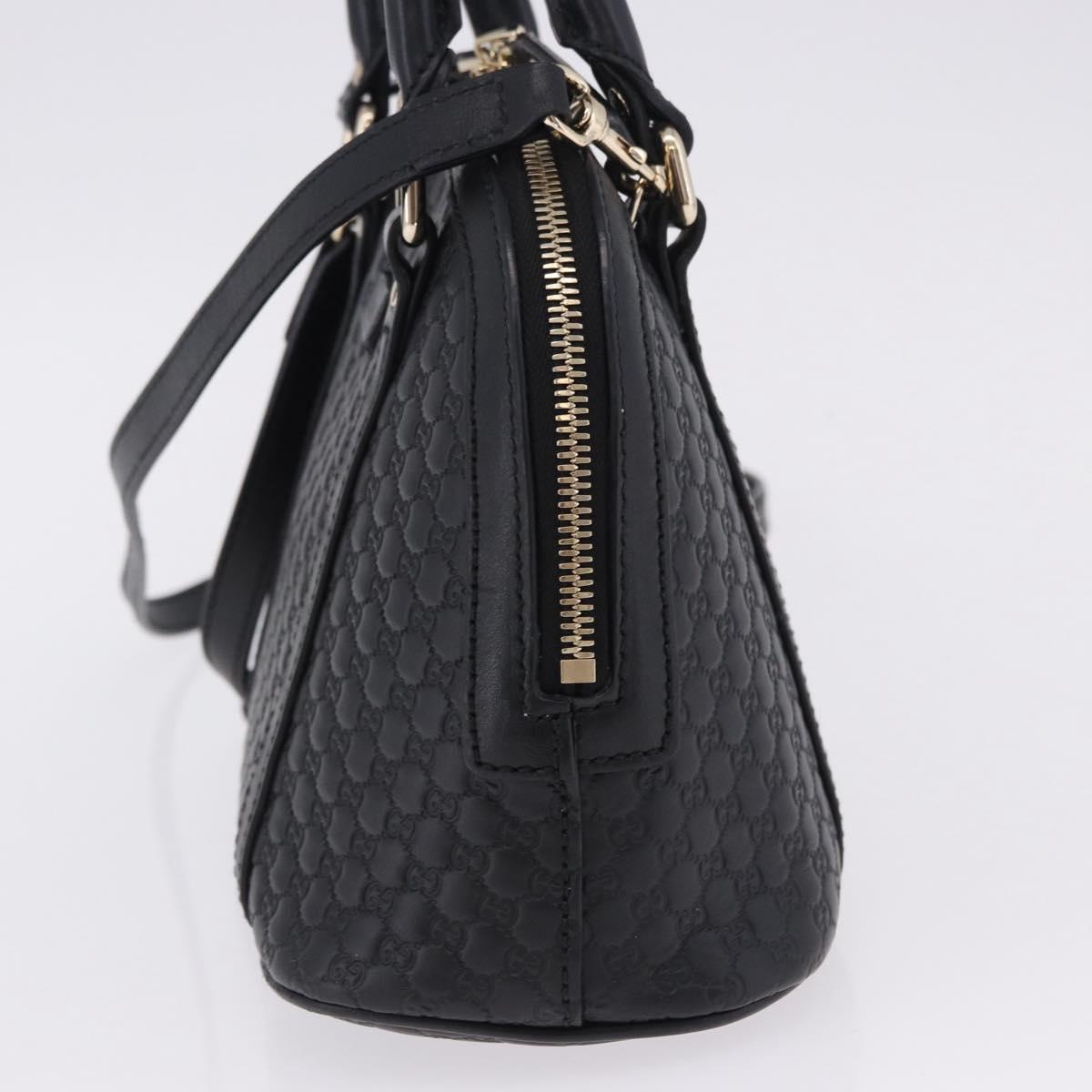 GUCCI Micro GG Canvas Guccissima Bag Leather 2way Black Gold 449654 Auth 199947V