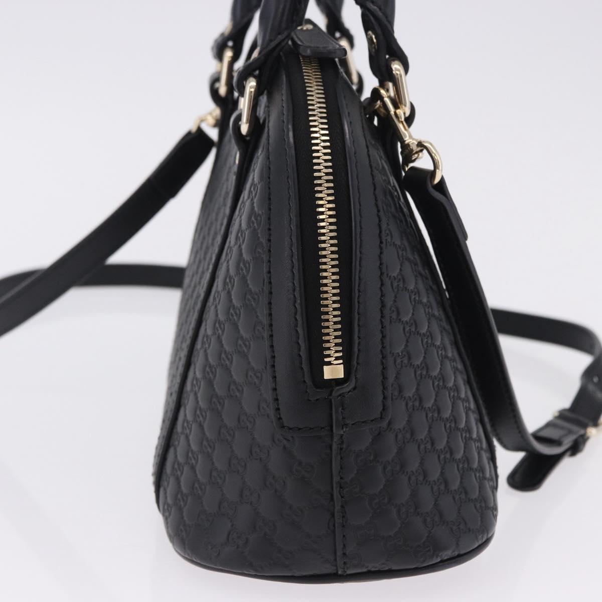 GUCCI Micro GG Canvas Guccissima Bag Leather 2way Black Gold 449654 Auth 199947V