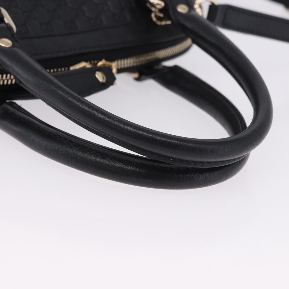 GUCCI Micro GG Canvas Guccissima Bag Leather 2way Black Gold 449654 Auth 199947V
