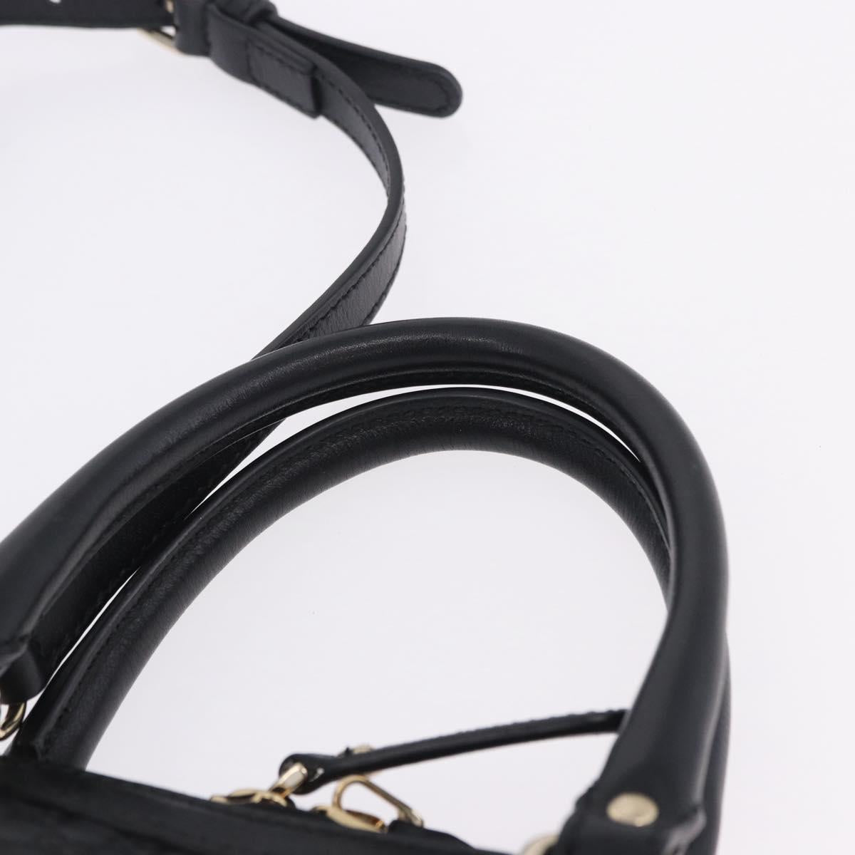 GUCCI Micro GG Canvas Guccissima Bag Leather 2way Black Gold 449654 Auth 199947V