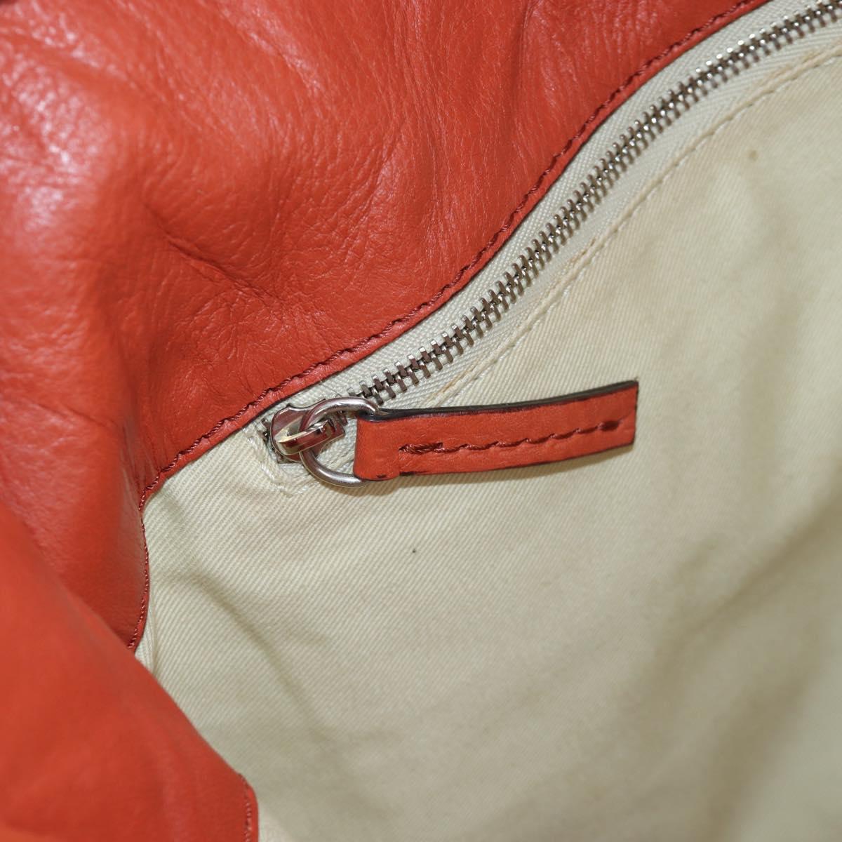 Chloe Paddington Tote Bag Leather Orange Gold Silver Auth 199949V