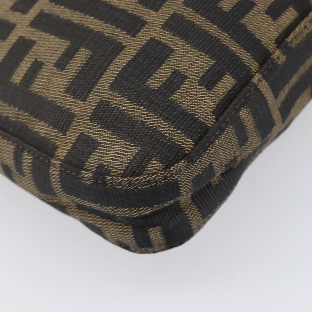FENDI Zucca Canvas Mamma Baguette Shoulder Bag Black Brown Auth 199953A