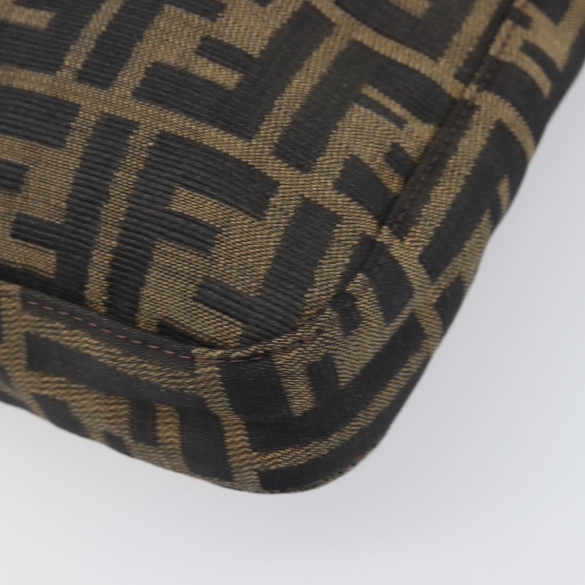 FENDI Zucca Canvas Mamma Baguette Shoulder Bag Black Brown Auth 199953A
