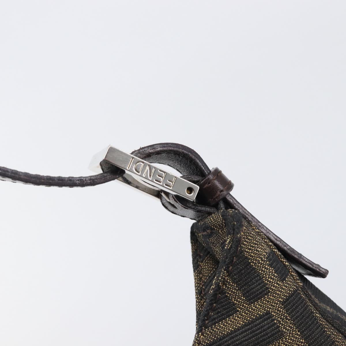 FENDI Zucca Canvas Mamma Baguette Shoulder Bag Black Brown Auth 199953A