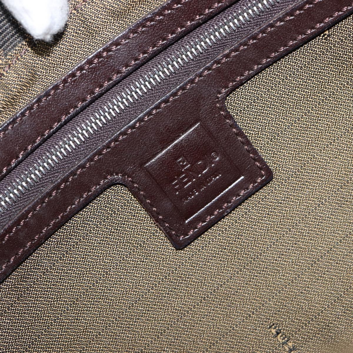 FENDI Zucca Canvas Mamma Baguette Shoulder Bag Black Brown Auth 199953A