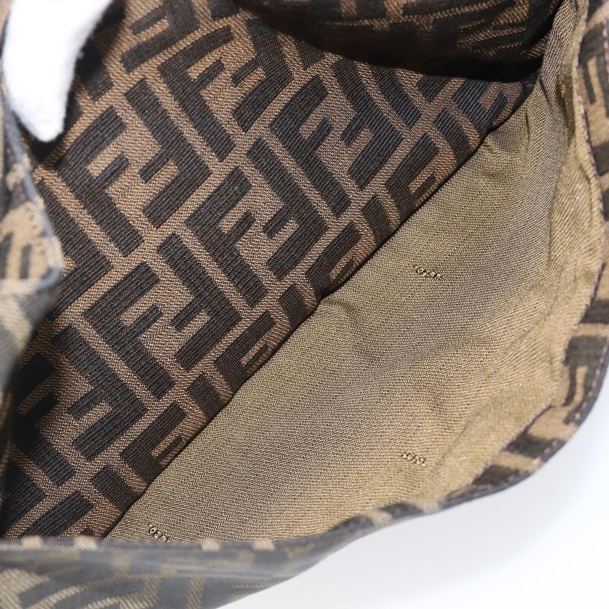 FENDI Zucca Canvas Mamma Baguette Shoulder Bag Black Brown Auth 199953A