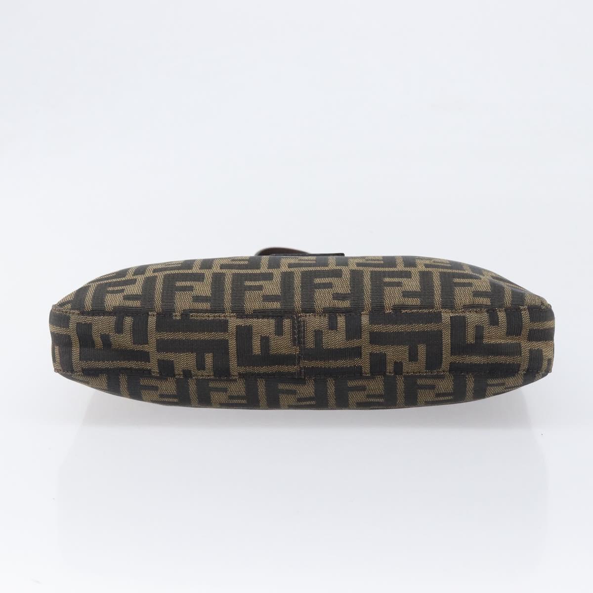 FENDI Zucca Canvas Mamma Baguette Shoulder Bag Black Brown Auth 199953A