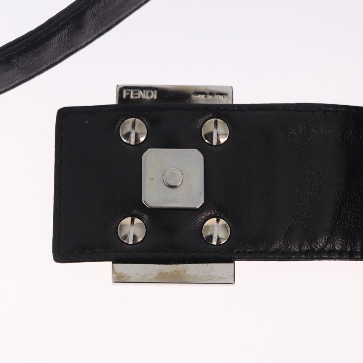FENDI Mamma Baguette Shoulder Bag Leather Black Silver Auth 199954A