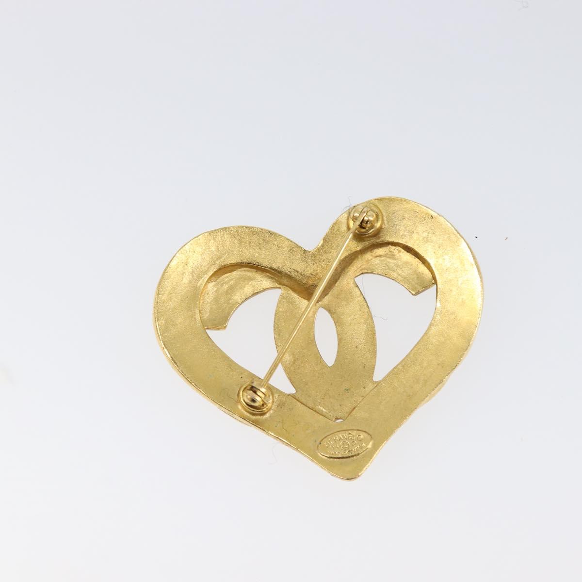 CHANEL Brooch metal Gold Tone CC Auth 199959V