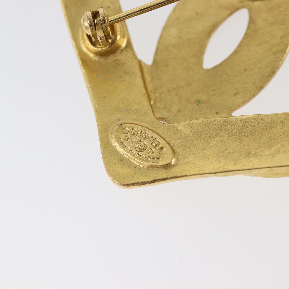 CHANEL Brooch metal Gold Tone CC Auth 199959V